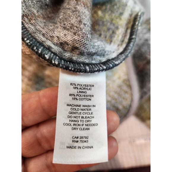 Joie XL Plaid Shacket Jacket‎ Green Gray Oversized Button-Up Shirt Coat 38" - Picture 4 of 5